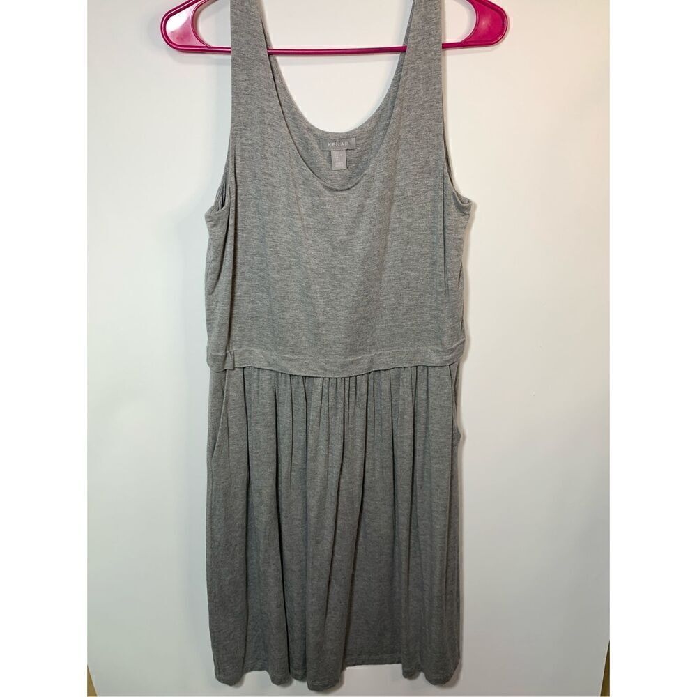 Kenar Women's Scoop Neck Sleeveless Pleated Mini Dress Gray Size Large